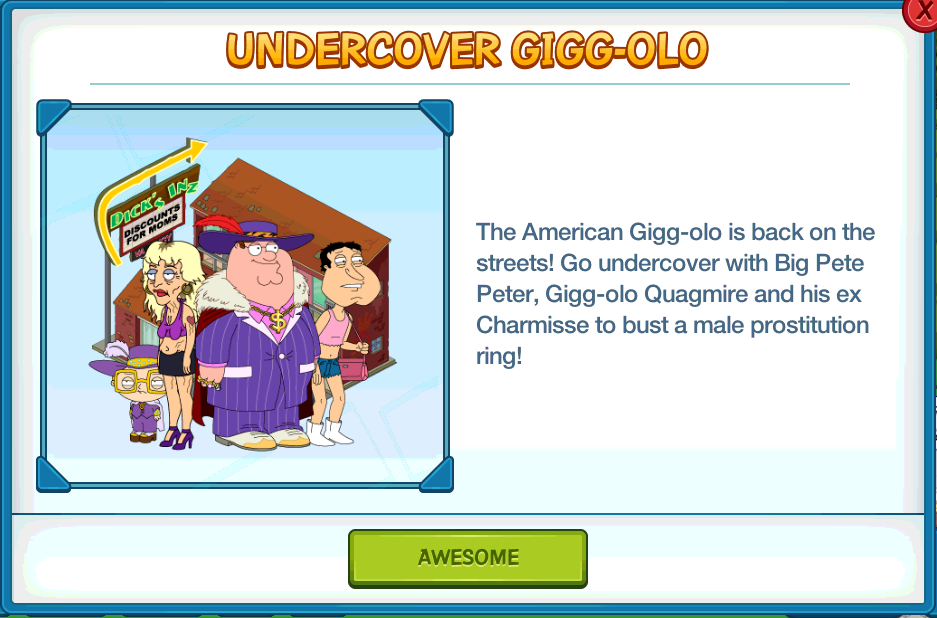Undercover Gigg-olo | Family Guy: The Quest for Stuff Wiki | Fandom