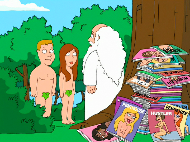 Peter and Lois respectively play Adam and Eve in "Holly Bibble&...