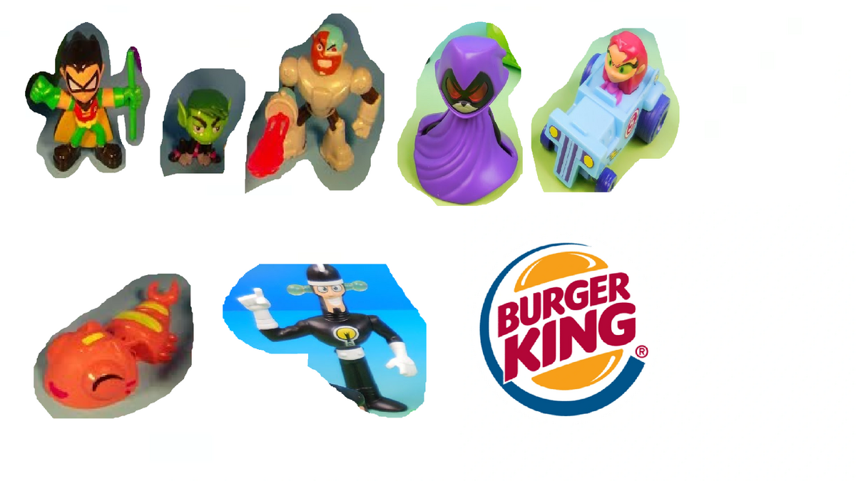 Burger King Toys Lot of 7, Robin, Beast Boy, Raven, Starfire, Silkie and Doctor Light