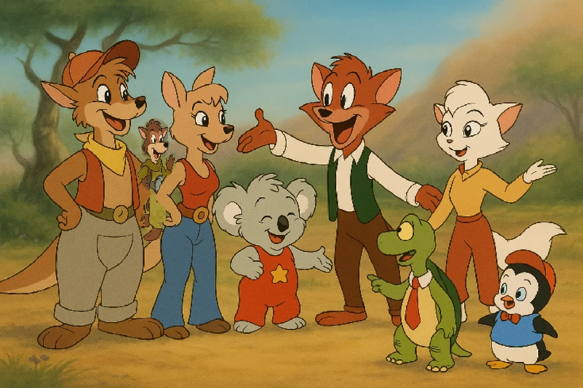 Skippy, Matilda Roo, Pos and Blinky Bill (Yoram Gross) are all happy ...