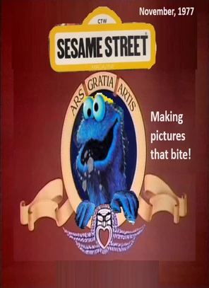 Sesame Street Magazine MGM logo spoof (November 1977) (magazine cover