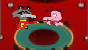 Bert Raccoon playing poker with Cyril Sneer by SidabaTheToonLord