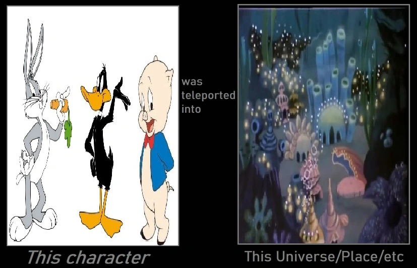 Bugs Bunny, Daffy Duck and Porky Pig were teleported into The Snorks ...