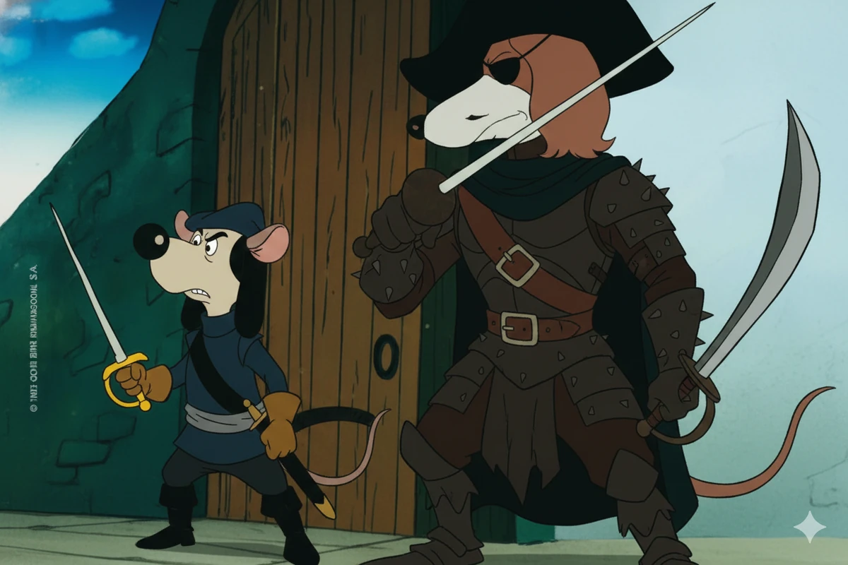 Dogtanian (D´Artacan) facing Count Rochefort (Conde Rochefort) as ...