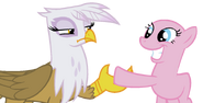 Gilda shaking hooves with x pony base by candythehedgebatcat9-d5lxr9t