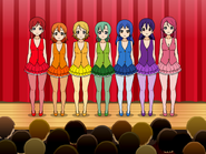 The DAZZLE Members (from left to right: Akiho, Tomomi, Himeko, Yuuko, Mirai, Rizumu and Momona)