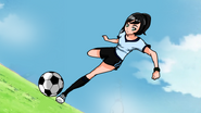 Emerald playing soccer