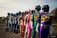Dino Charge Purple Ranger (Albert), Dino Charge Graphite Ranger, Dino Charge Aqua Ranger, Dino Charge Black Ranger, Dino Charge Red Ranger, Dino Charge Silver Ranger, Dino Charge Pink Ranger, Dino Charge Green Ranger and Dino Charge Purple Ranger Team Up