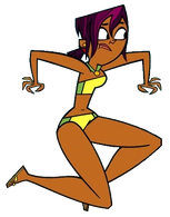 Sierra confused while in her swimsuit.