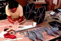 TIE fighter models under construction for The Four Musketeers