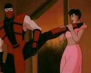Ruby without crimson garb holding off Ermac