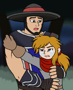 Kung Lao comforts Aiko Krackle (art by VixDojoFox)