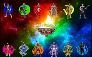 Blue Ranger, Cosmic Fury Rangers, Ninja Steel Red (Mick), Void Knight, Beast Morphers Gold and Dino Charge Dark Ranger Team Up