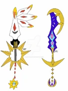 Summer Solstice's Sunsteel Strike Keyblade and FrankLe's Moongeist Keyblade