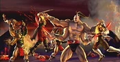 Goro's Shokan army decimating Onaga's Tarkatan horde