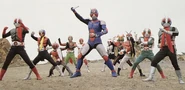 Masked Rider Warriors and Masked Rider Super Blue Team Up