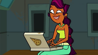 Sierra updating her "Tweeter", a spoof of the website Twitter.