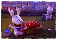 Blue Paint Rabbid and Blue, White and Red Cape Rabbid