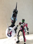 Kamen Rider Decade II is holding a Proto Zi-O Girade