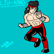 Liu Kang wearing his gauntlets in the fanart by 80sFan