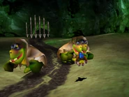 Banjo and Kazooie battling in another digger tunnel