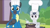 Thunderlane and Rumble.jpg (84 KB) Rumble shows the Cutie Mark Crusaders a picture of him as a cook