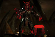 Chieftain Liu Kang with his armbands with blood red feathers