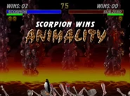 Scorpion's Penguin Animality laying an explosive egg (not Scorpion)