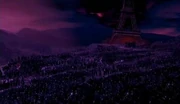 All of the Earth's cities and monuments, including the Eiffel Tower of Paris, are merging with the landscape of Outworld