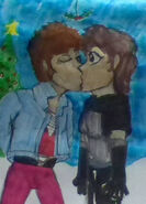 Rick kissing Tinsel under the mistletoe; giftwork by 80sFanSinceDayOne