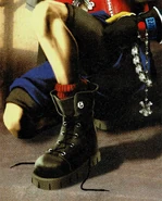 The leggings look stunning under his legs (notice one of Sion's shoes is tied off)