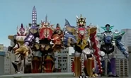 Thundersaurus Megazord, DinoStegazord, Triceramax Megazord and Blizzard Force Megazord (formerly known as Replicantzord) Team Up