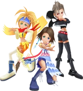 Yuna in the Gullwings with Paine and Rikku (KH2)