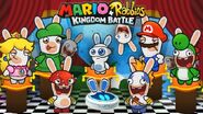 Paper Rabbid Peach, Paper Rabbid Luigi, Paper Spawny, Paper Rabbid Mario, Paper Rabbid Yoshi and Paper Beep-O