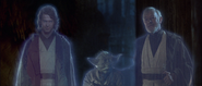 Yoda as a spirit with Obi Wan and Anakin