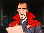 Doctor Strange is holding a notepad