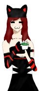 Neko y su preciada hora del té (nótese lo alegre que se vuelve) (Por PaulaChan1)