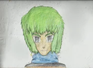 (Aodewa en papel, NO VEAN LAS ARRUGAS D: )Su pelo es muy claro....Esto es lo que pasa cuando no tienes un verde muy "darks"