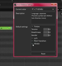 Voice Database Settings (Configuración de Datos de Voz).