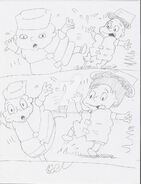 Non canon doodles recreating scenes from the deleted Rugrats Go Wild song "We Go Up, We Go Down" with older versions of Tommy and Dil + Oc Savannah