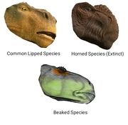 The heads of three  Iguanodonts shown in the series.