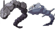 Onix is a Rock Snake Pokemon Found on The Island While Steelix is a Metal Snake Pokemon found on the island. Onix reaches up to 45 Ft. Long While Steelix Reaches 68 Ft. Long.