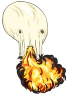 A ghast breathing out fire.