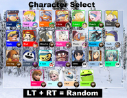 Character Select screen (all characters unlocked)