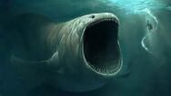 The Bloop is a Eel-Like Creature that grows 682 Ft. Long and it's mouth opens 347 Ft wide able to swallow any animal.