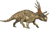 Styracosaurus, a species of ceratopsian native to the woodlands and grasslands of Dinosaur Island.