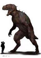Homo Tyrannosaur is a Genetically Engineered Animal that is a Cross Between A T.Rex and Human. It was Deadly to humans and Smaller dinosaurs but now is friendly to humans but still hunts small and medium sized dinosaurs. It is the Relatives of the Humans And Tyrannosaurids.