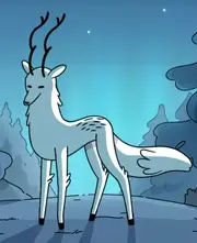 A Wild Adult Deer fox in Forest watched by humans