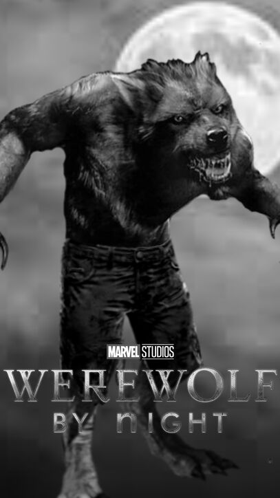 Werewolf By Night Full Moon Poster Black N White by AkiTheFull on