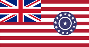 The flag used in the world of The Two Georges resembles the US ''. In the world of The Two Georges, it was retained permanently as the 'Jack, Stars and Stripes', the flag of the  inside the .